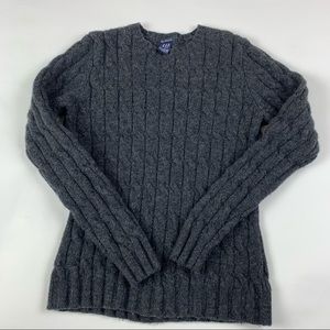 Gap cable knit grey sweater lambs wool
